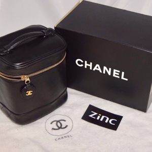 CHANEL Black Lambskin Cosmetic, Vanity bag